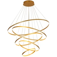 Post-modern Light Luxury Restaurant Chandelier Modern Simple Circular Home Living Room Lamp Villa Stair Bar Lighting