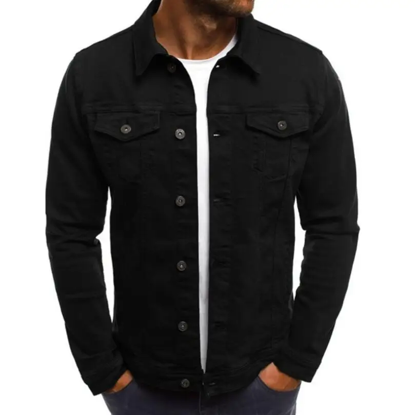 

2021 New Men's Autumn Spring Jean Jackets Slim Fits Denim Solid Color Male Coats Men Cowboy Fashion Brand Outerwear w1919