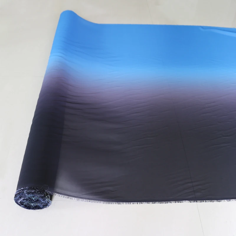 100D ткань для платья с градиентом королевский синий черный Омбре шифоновый