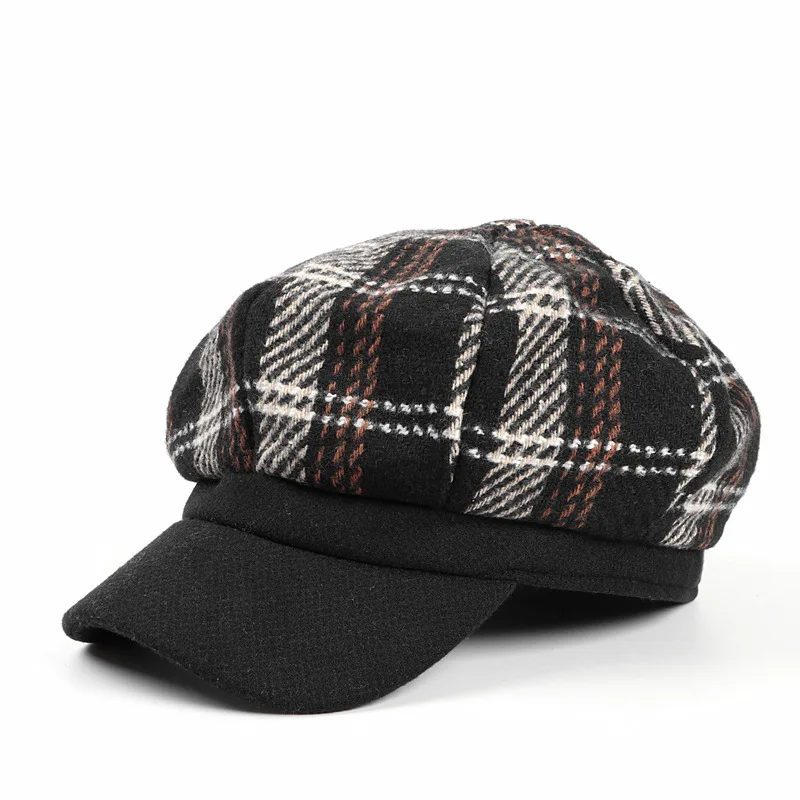 2020 хлопок плед Восьмиугольные шляпы для женщин и мужчин береты художника шляпа