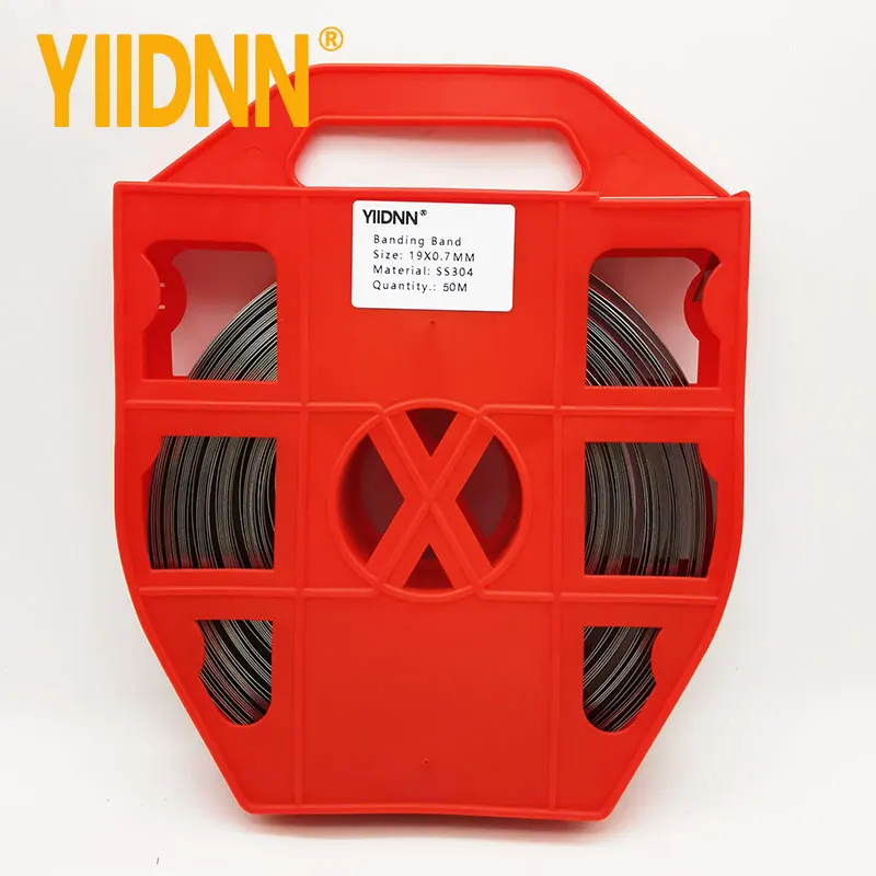 Bandagem de Largura 0.028 Fita de 50m em Rolo Vermelho 19 mm 304 mm 50m Aço Inoxidável Fixadores de cabo