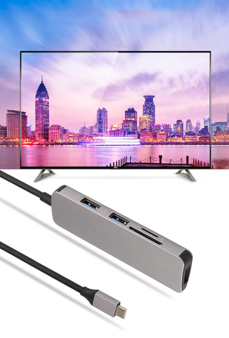 Ajiuyu USB C концентратор type-C адаптер док-станция Thunderbolt 3 мульти порт HDMI VGA USB RJ45 Gigabit Ethernet сплиттер для MateBook Pro Air