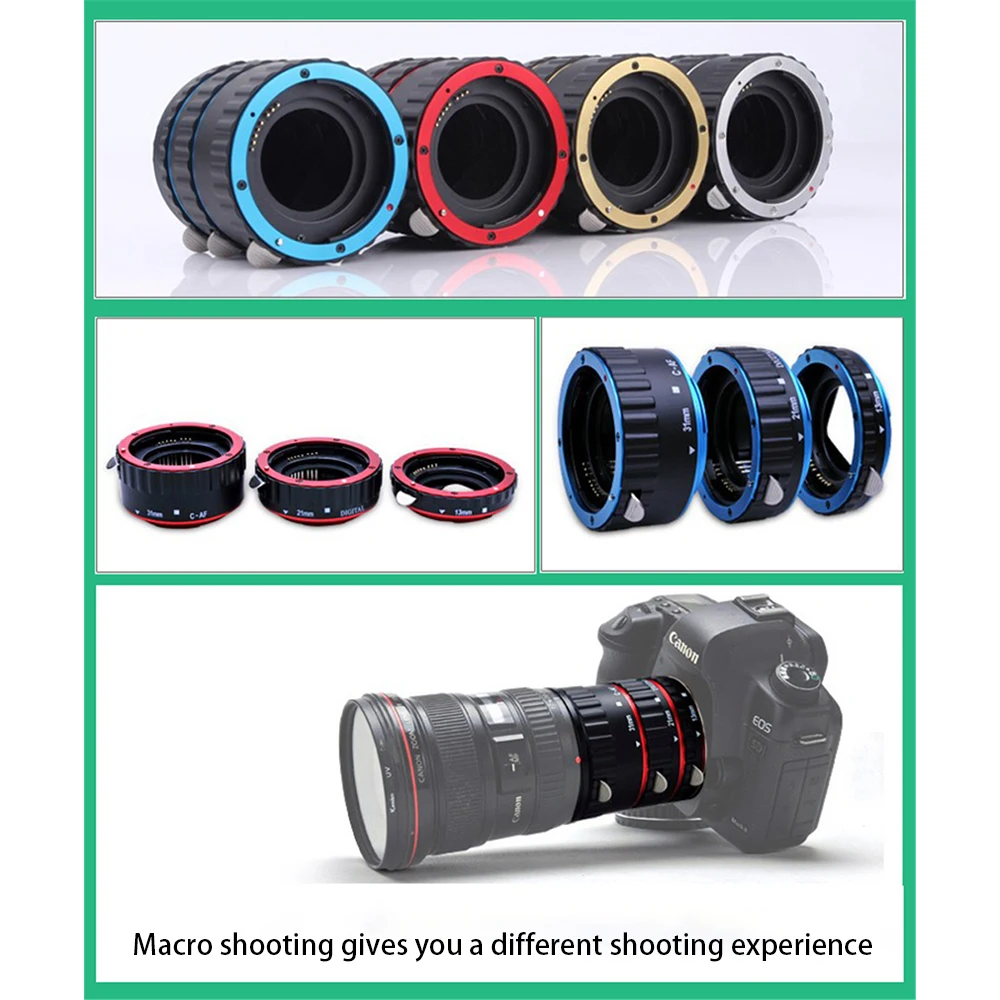 Металлический адаптер объектива с автофокусом AF макро Удлинительное Кольцо для