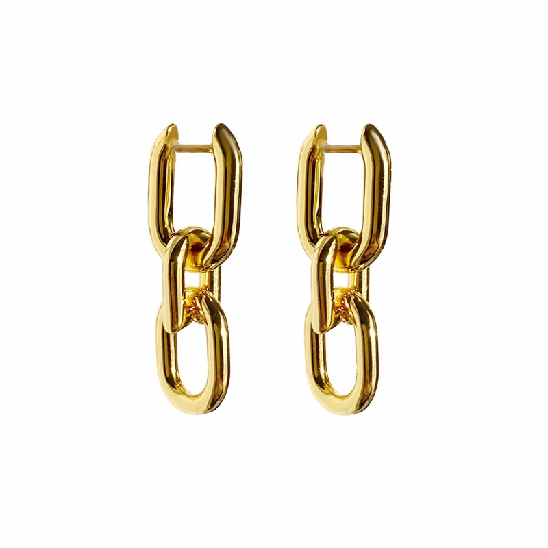 

Высококачественные круглые серьги-кольца золотого цвета с двойной пряжкой, U-образные серьги-цепочки с замком для женщин, модные брендовые украшения