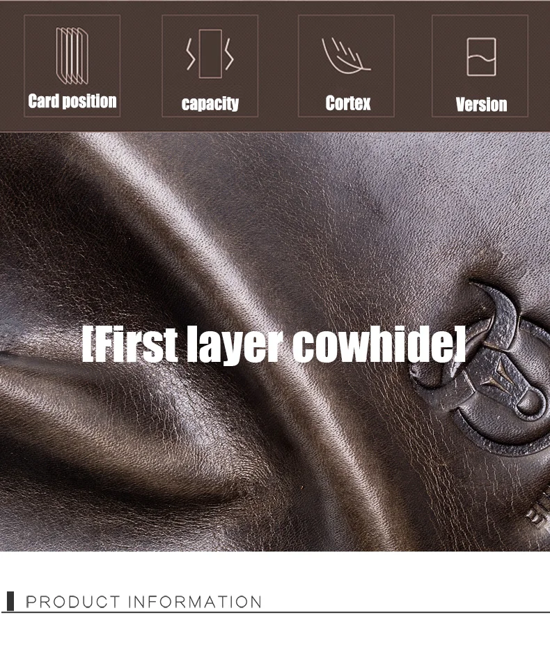 BULLCAPTAIN Новое поступление мужской кожаный бумажник RFID мужской кошелек из воловьей кожи портмоне тонкий дизайнерский брендовый кошелек Billetera para hombres