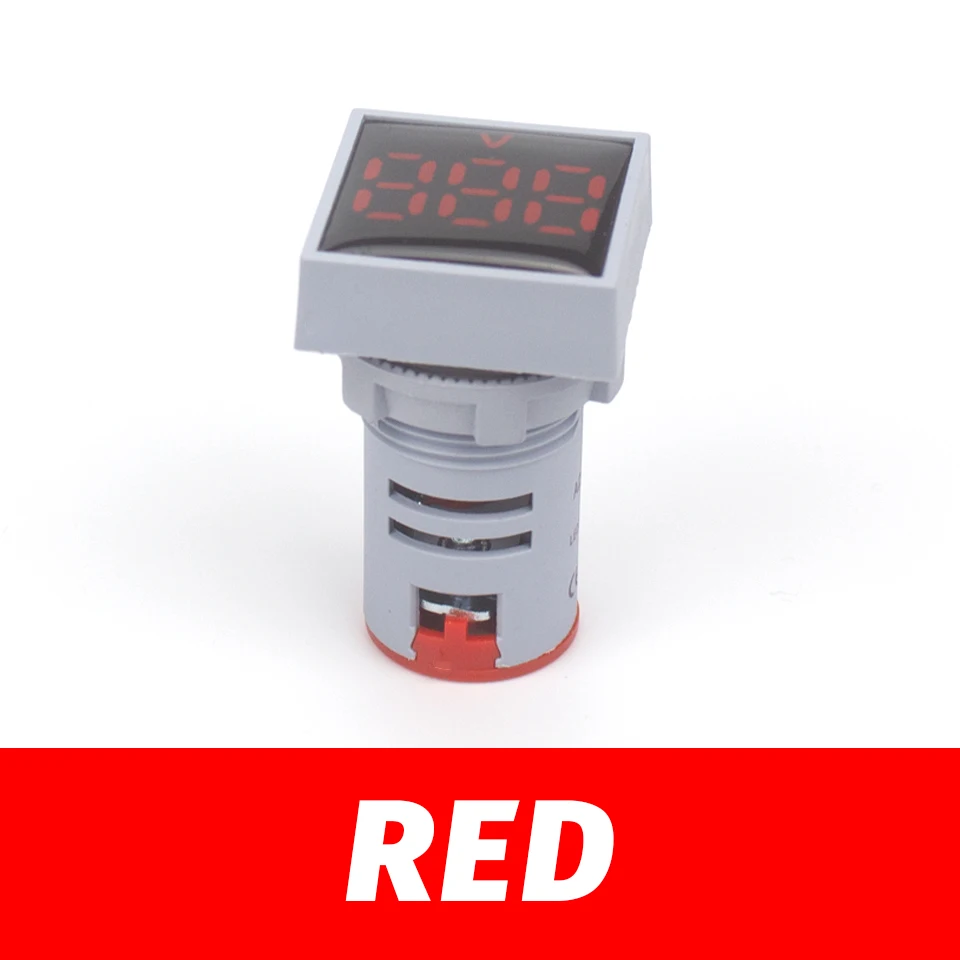 Вольтметр, мини-измеритель напряжения, квадратная Светодиодная панель, 22 мм, 60-500 В переменного тока, с индисветильник красного, синего, желтого, зеленого, белого цвета