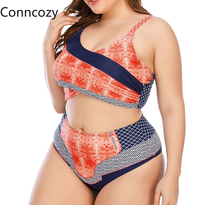 

Women Bikini Plus Size Swimsuit High Waist Print Swimsuit Two-piece Swimwear Oversized Push Up Bikinis Set Bathing Suit Trajes