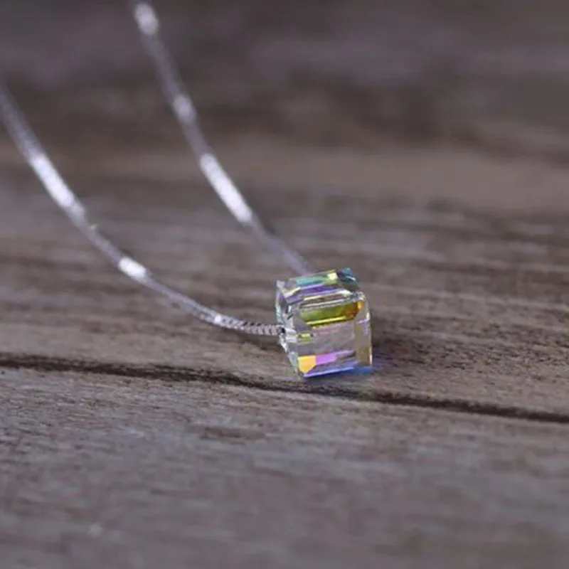 

Модное геометрическое ожерелье с подвеской Aurora Sugar Cube для женщин серебряного цвета креативные трендовые ювелирные изделия SN195