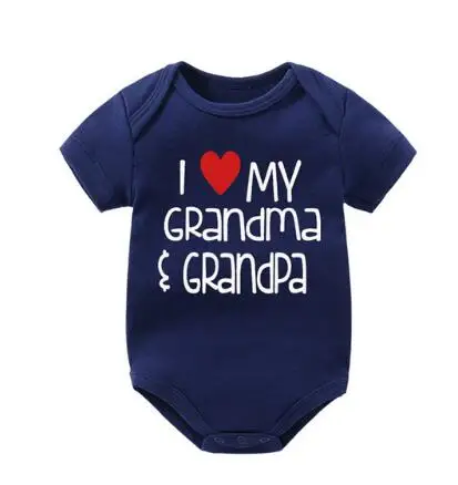 nave blue grandpa Culbutomind/летние белые комбинезоны с короткими рукавами и надписью «I Love My Grandma», «Дедушка» Для малышей года, милая одежда для маленьких мальчиков - Цвет: nave blue grandpa
