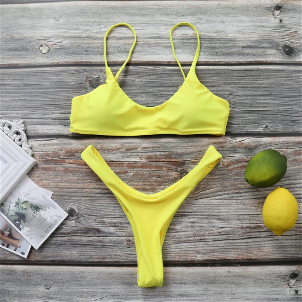 

2019 Digital Printed Leopard Sexy Small Fresh Split Bikini Swimsuit Women Beach Wear Swimwear Women Vintage Swimsuit Solid