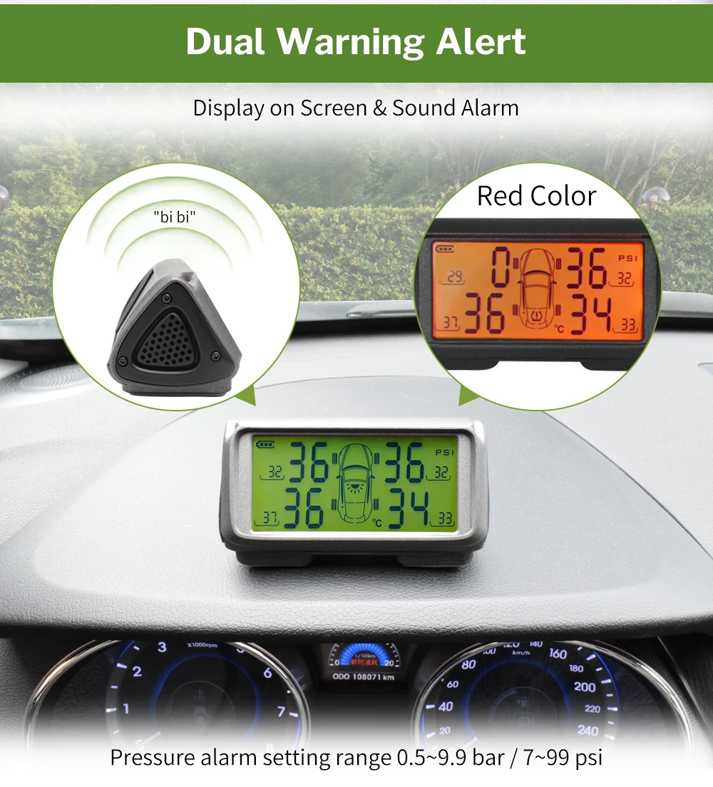 Deelife TPMS система контроля давления в шинах сигнализация солнечный автомобиль 4 колеса внутренний внешний датчик давления в шинах Smart TMPS контроль