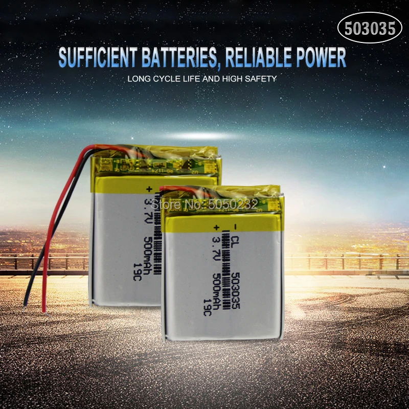 

Литий-полимерная аккумуляторная батарея 500 мАч 3,7 в 503035 для GPS MP3 MP4 DVD bluetooth наушников динамиков навигации телефона, 2 шт.