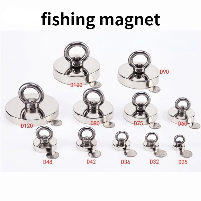 

1pc Magnet Fishing Neodymium Salvage Magnets Pot with Ring Eyebolt Hook Fishing Magnet Strong Powerful Magnetic Search Magnet Kg