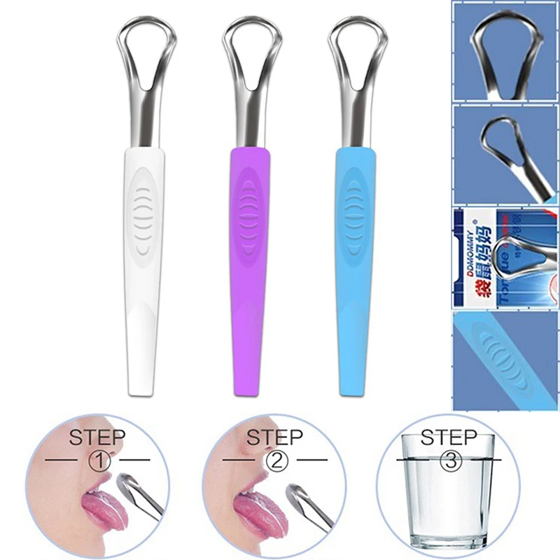 

1PC Cleaner Medical Mouth Brush Reusable Fresh Breath Maker Useful Tongue Scraper Stainless Steel Oral Tongue
