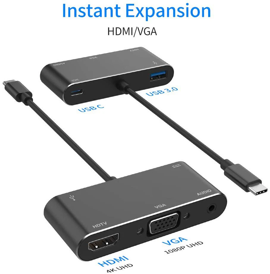 5-в-1 многофункциональный аудио-концентратор типа c для HDMI VGA USB3.0 PD ipad apple iphone AV 4K