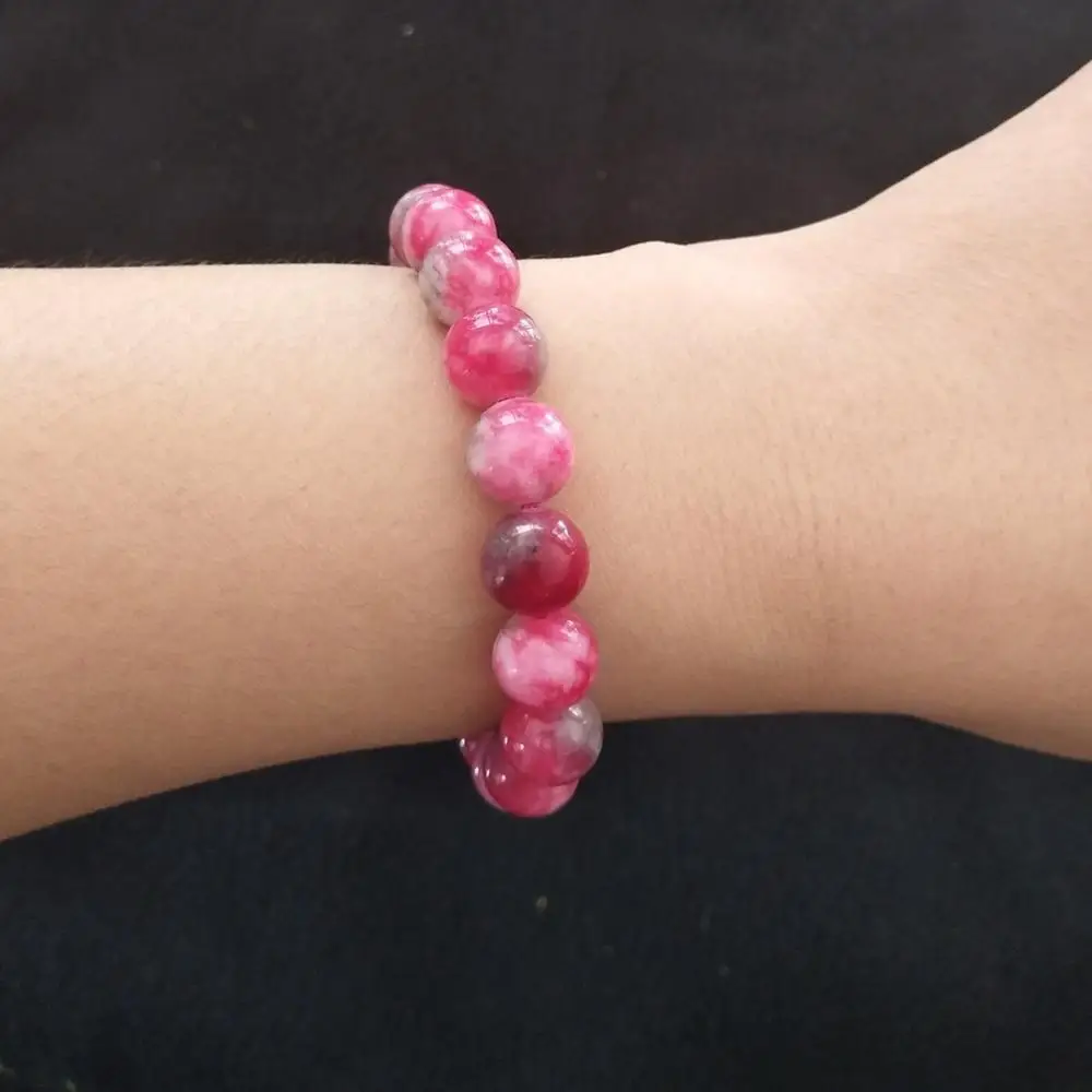 Pink jade red and green colorful ball beads powder du cute bracelet women's version 1018 | Украшения и аксессуары