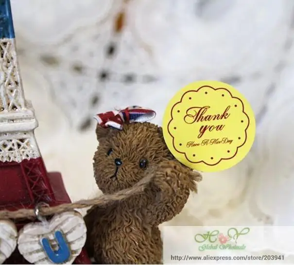 240 шт./лот милые кружева спасибо желтые розовые уплотнительные наклейки упаковка