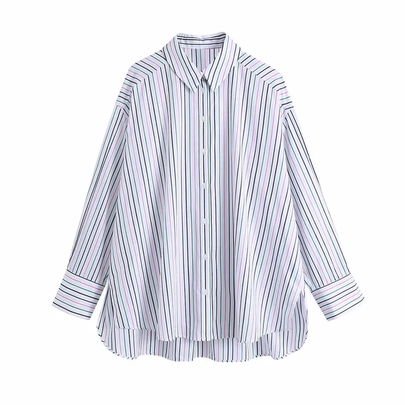 

Vogue Oversize Women Lapel Single Breasted Blouse Tide Spring-autumn Fashion Ladies Casual Loose Female Shirt Striped Shirt