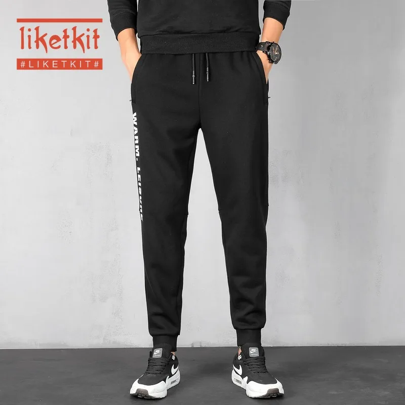 Liketkit мужские Новые повседневные брюки 2019 хлопковые плотные тренировочные