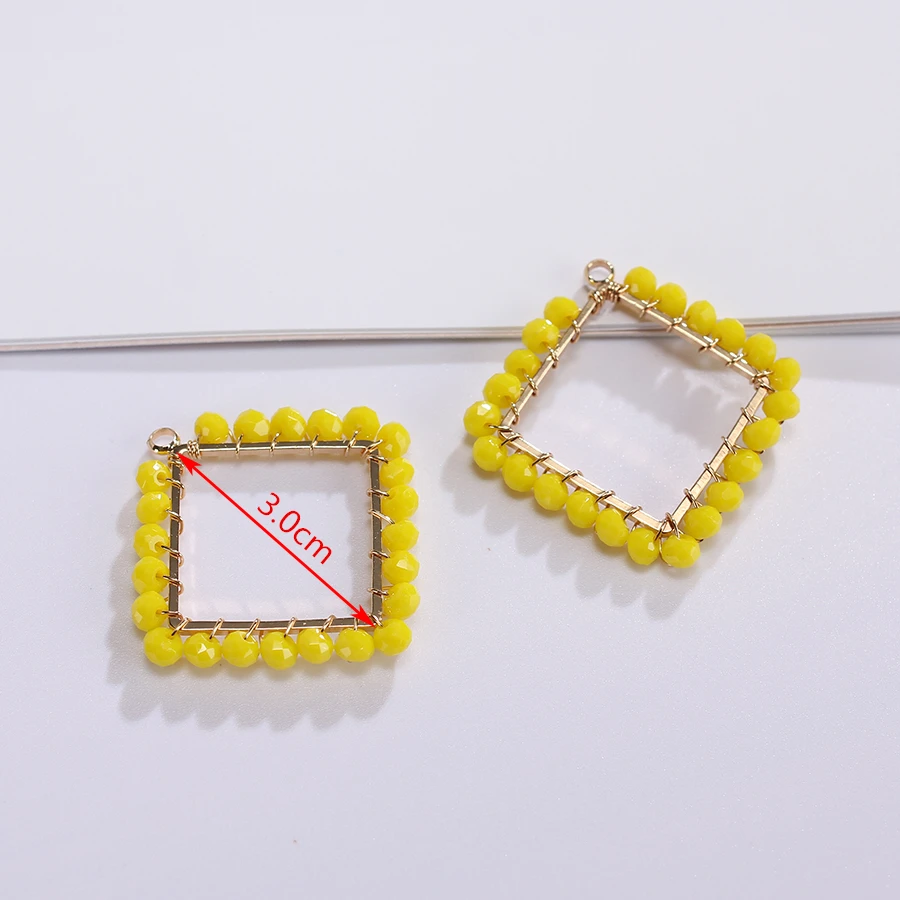 6pcs/lots Trendy Crystal Seedbeads Hand Woven Geometric Pendants Charms For Women Dangle Earrings Diy Jewelry Making Accessories | Украшения