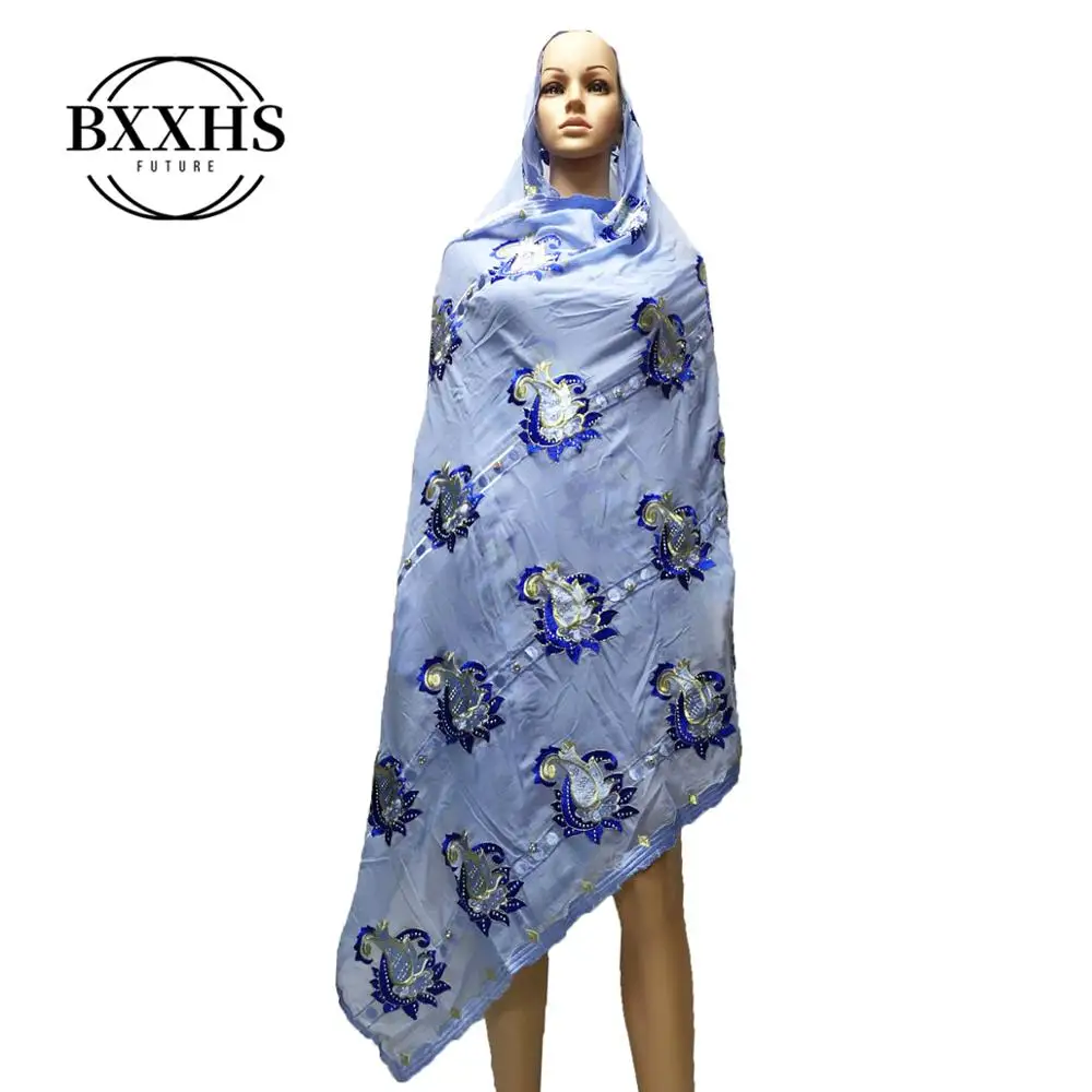 Новый Африканский женский шарф мусульманская женская большая вышивка хлопковый