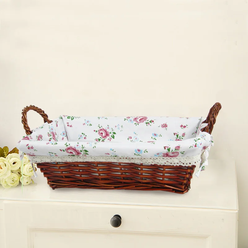 

Плетеный настольный органайзер из ивы с ручкой, коробка для хранения, декоративная корзина для хранения пищевых продуктов, корзина для хран...