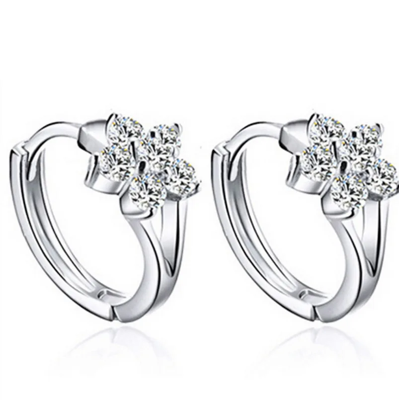 

Silver Snowflake Earrings Studs Fashion Male and Female Models Cute Vintage Jewelry Crystal Jewelry