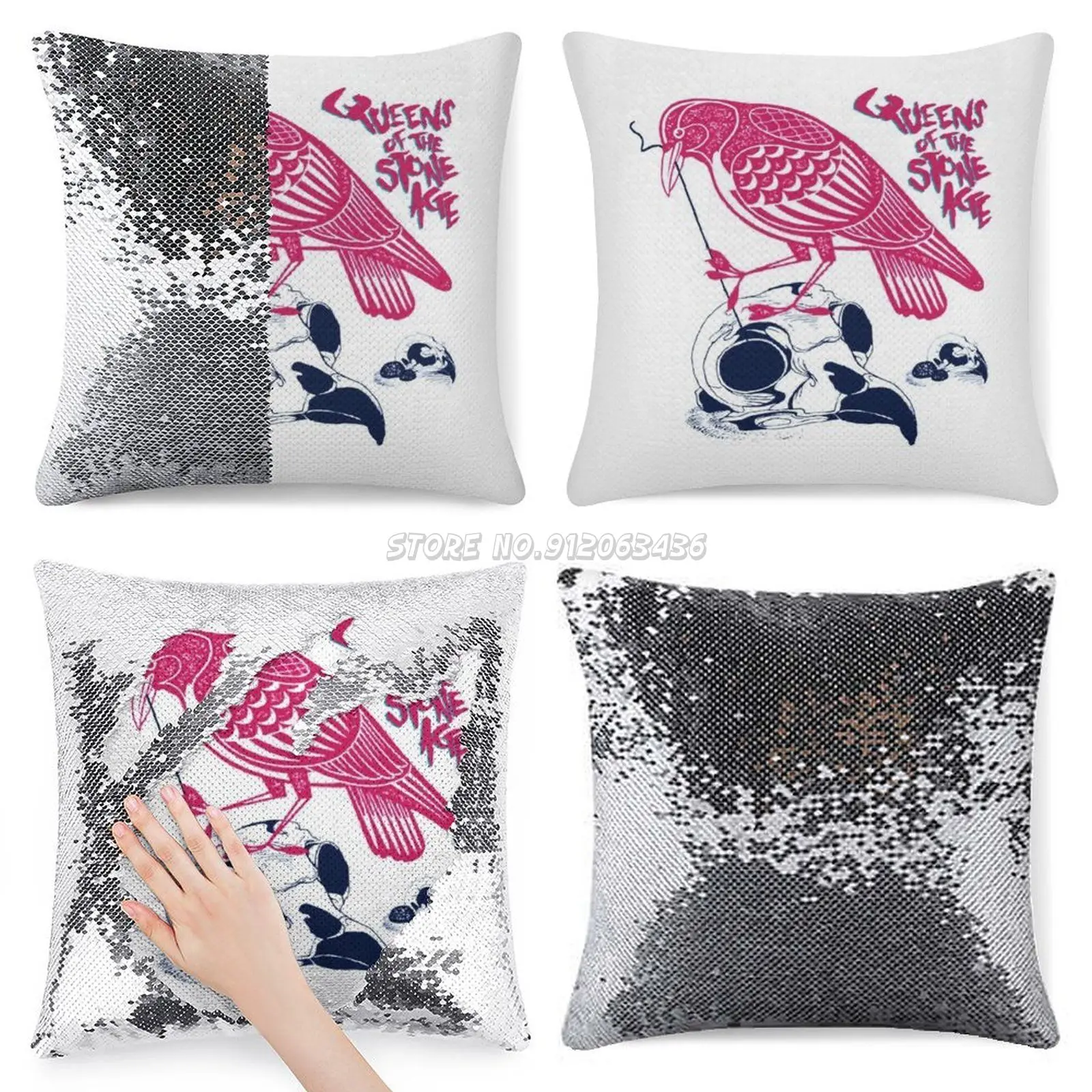 

Футболка с блестками и изображением королевы камня, наволочка с блестками для вечерние, кафе, дома, дивана, королевы Th