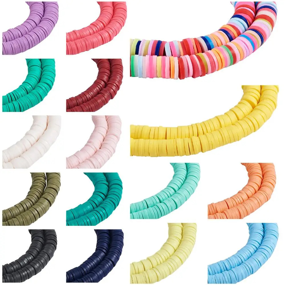 

380~400pcs/strand Flat Round Handmade Polymer Clay Bead 4mm Loose Spacers Disc Bead for jewelry making DIY bracelet necklace