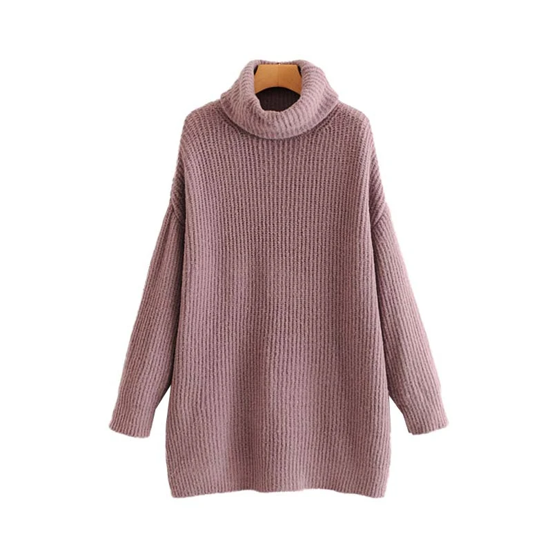 Зимний вязаный свитер с высоким воротом женские пуловеры теплый толстый