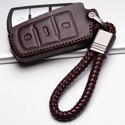 H2 Brown Кожаный чехол для автомобильных ключей, чехол для ключей, пульт дистанционного управления для Volkswagen VW серии Passat B7 Magotan CC Portect Leon, автомобильный продукт - Название цвета: H2 Brown