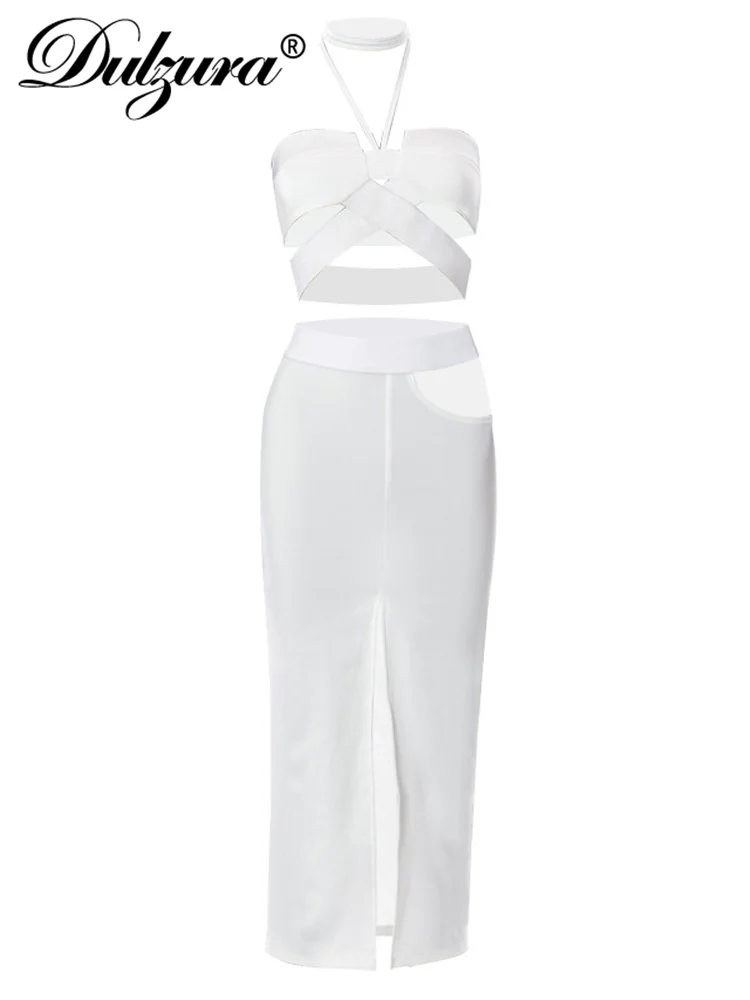 Dulzura/2022 летний женский комплект из 2 предметов укороченный топ на шнуровке с