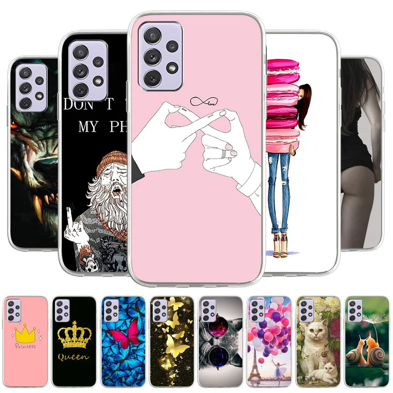 Silicon Case For Samsung A72 Cases Soft TPU Cover On Samsung Galaxy A72 4G A72 5G Shell Cartoon Painted Coque Bumper Fundas