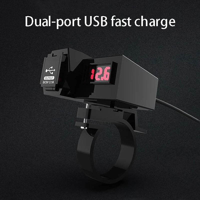 

3.1A Motorcycle Accessories Charger Dual USB Lighter Voltmeter Display Waterproof Wiring Double USB Adapter