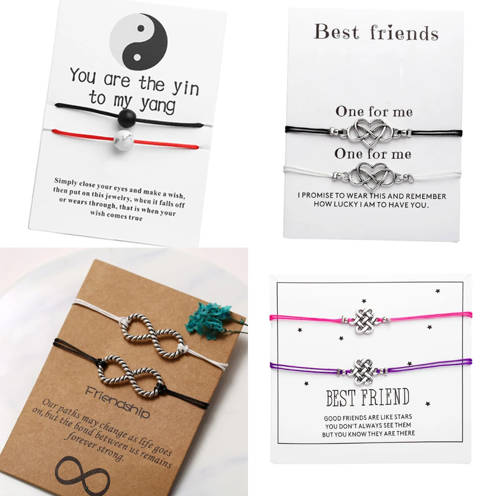 17KM Модный Набор браслетов с бесконечными камнями для пар и карта сообщений