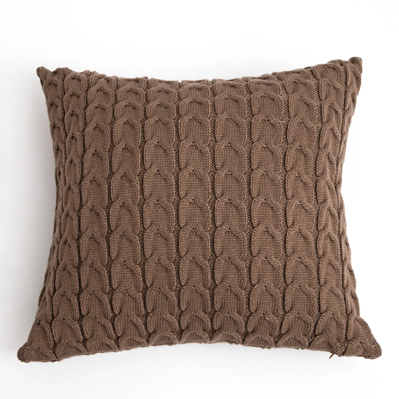 Коричневый чехол для подушки вязаное украшение дома 45x45 см квадратный красный