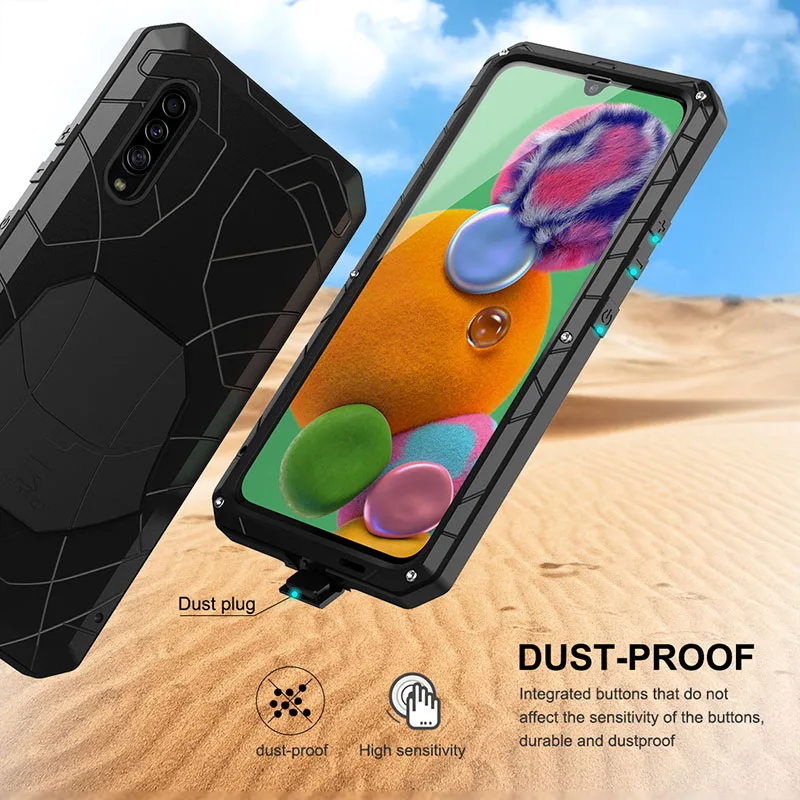 Для samsung Galaxy A90 5G Твердый корпус для телефона Алюминиевый металлический корпус Закаленное стекло Защитная крышка экрана сверхмощный защитный чехол
