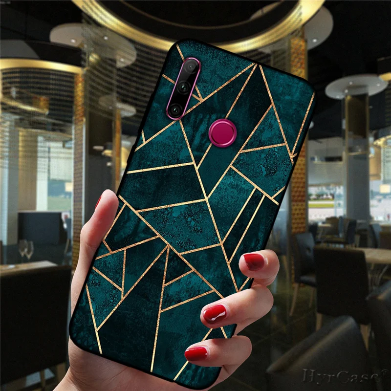 Marble Geometric Art Black Phone Case For Huawei Honor 10i 20i 30i 9 10 20 30 10X Lite Pro 9X 8X 8C Soft Silicone Cover huawei waterproof phone case