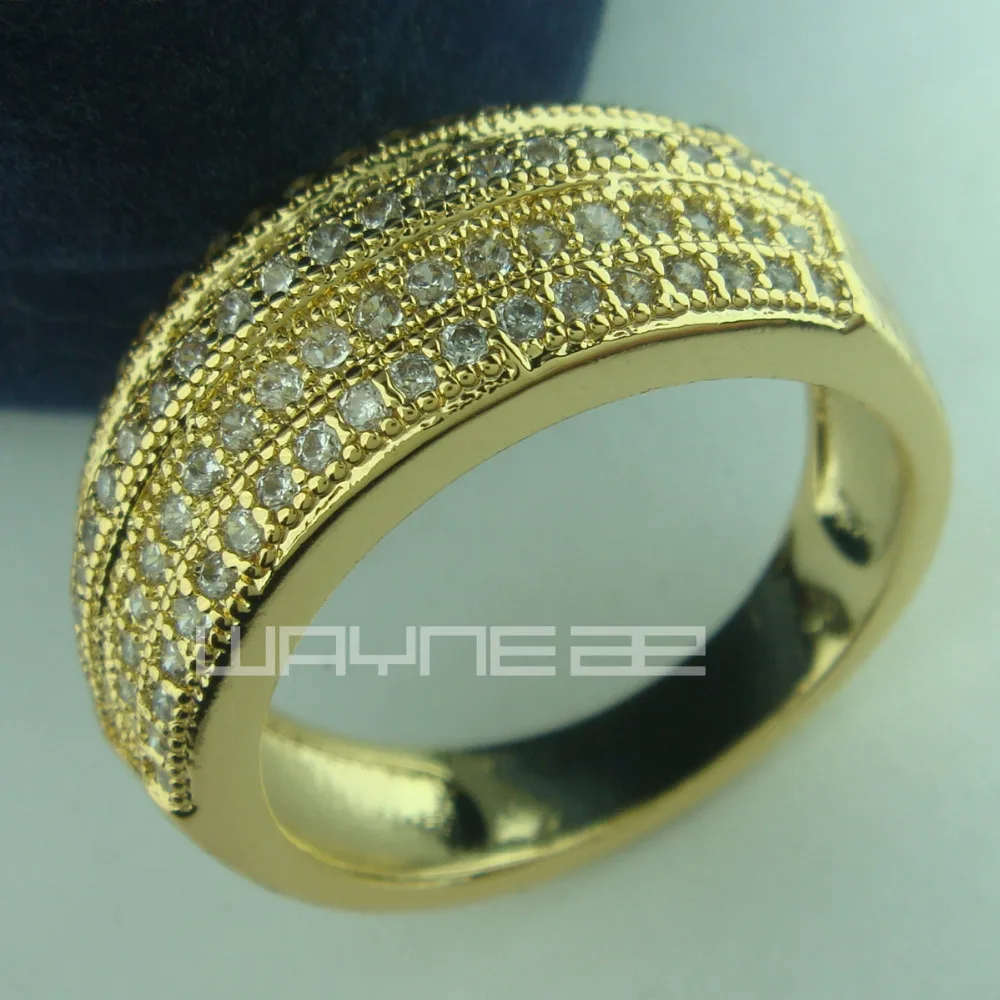 18 карат золото GF обручальное женское одноцветное Кольцо R155 Размер ремешка M-S -