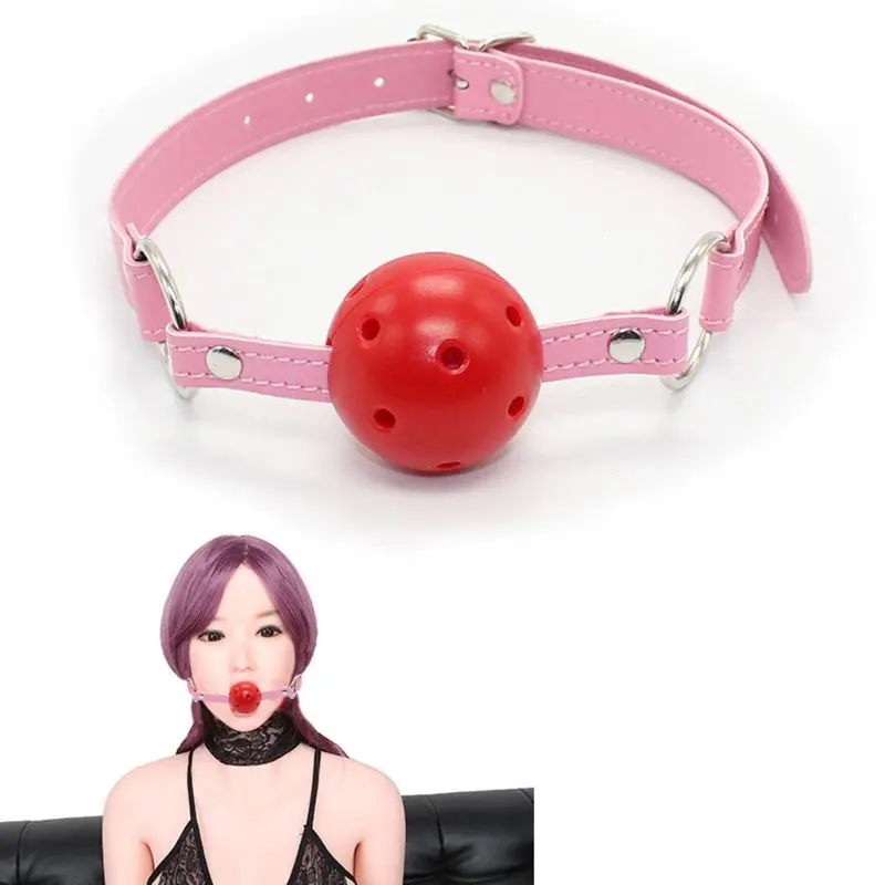 Кожаный рот открытый кляп сплошной цвет Полые Дышащие пары игра для ролевых игр