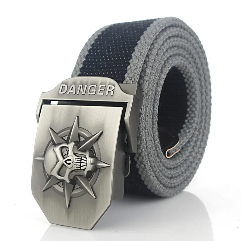 

Concise Mens Metel Slide Buckle Waist Belts Breathable Canvas Light Army Military Outdoor Skull Fashion Women Jeans Accessories