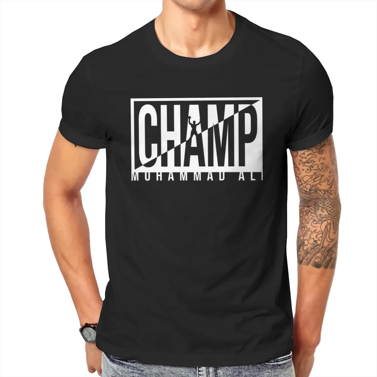 

Muhammad Ali Champ Black And White T shirt Men T shirt summer T-shirt