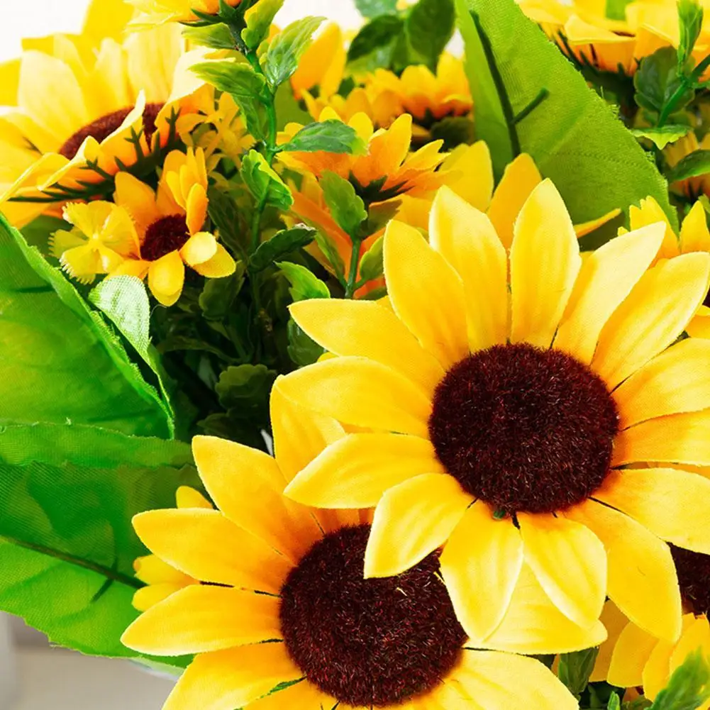 1 букет желтых шелковых подсолнухов искусственные цветы для вечерние ринки