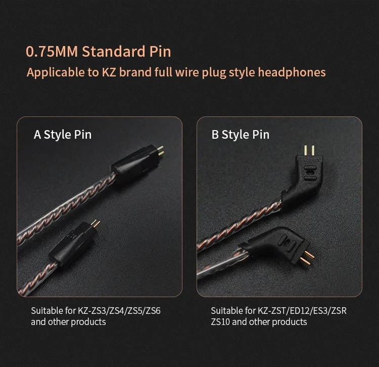 KZ ZS10 ZST ZS3 высокочистый изогнутый медный кабель 2pin для Z10 ZSN CCA C10 V80 | Электроника