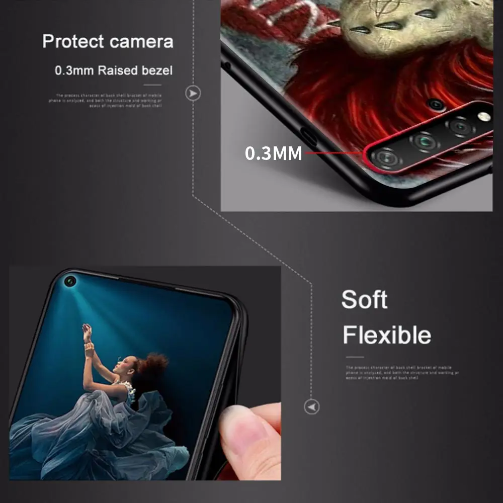 

Silicone Black Case For Huawei Honor 20 Pro 30 9X Lite Play 9A 9S 8X 30i X10 Max 5G Youth Back Cover Grim Reaper Skull