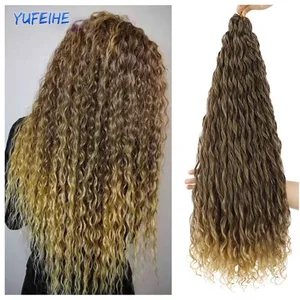 Long Synthetic Curly French Curly Hair Loose Water Wave Hair Extensions 26Inch Ombre Pink Brown Gray Heat Resistant Crochet Hair