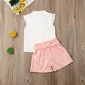 क्यूट फेदर बेबी गर्ल्स क्लोदिंग सेट समर स्लीवलेस टॉप बैंडेज शॉर्ट्स 2 पीस सेट फैशन 2-6y किड्स कपड़े
