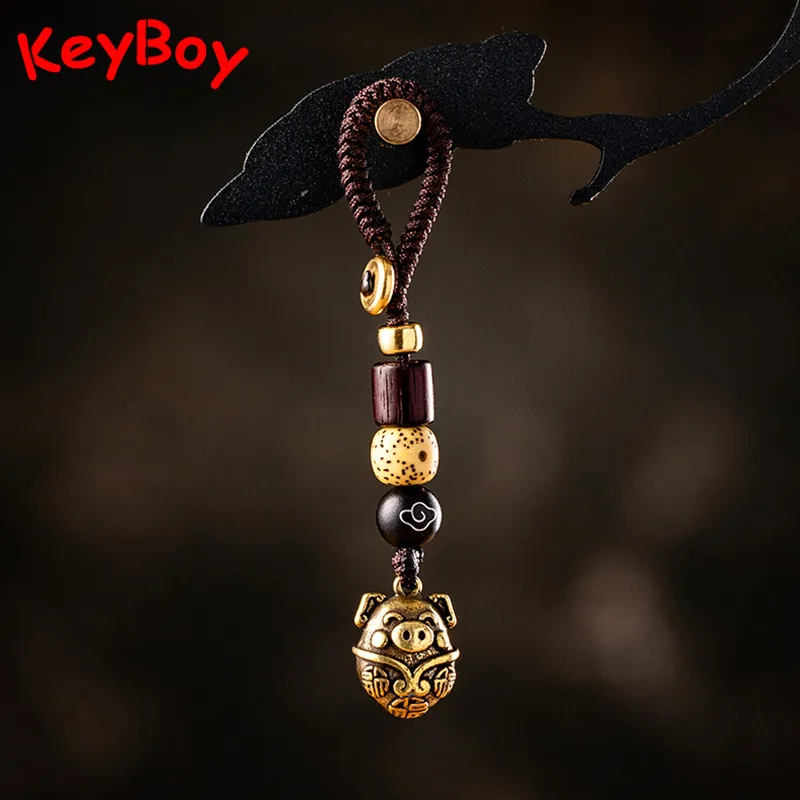 Латунные брелоки с надписью благословение свинка брелок Подвеска винтажный