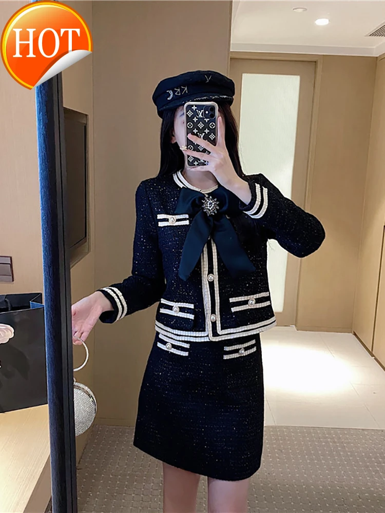 

Blue shower early autumn skirt 2-piece foreign style 2020 new women autumn temperament goddess style suit