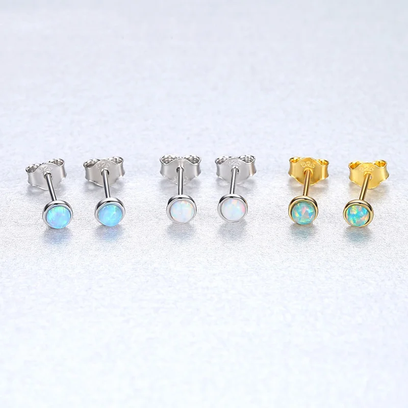 Женские серьги гвоздики из серебра 925 пробы с опалом|Серьги-гвоздики| |